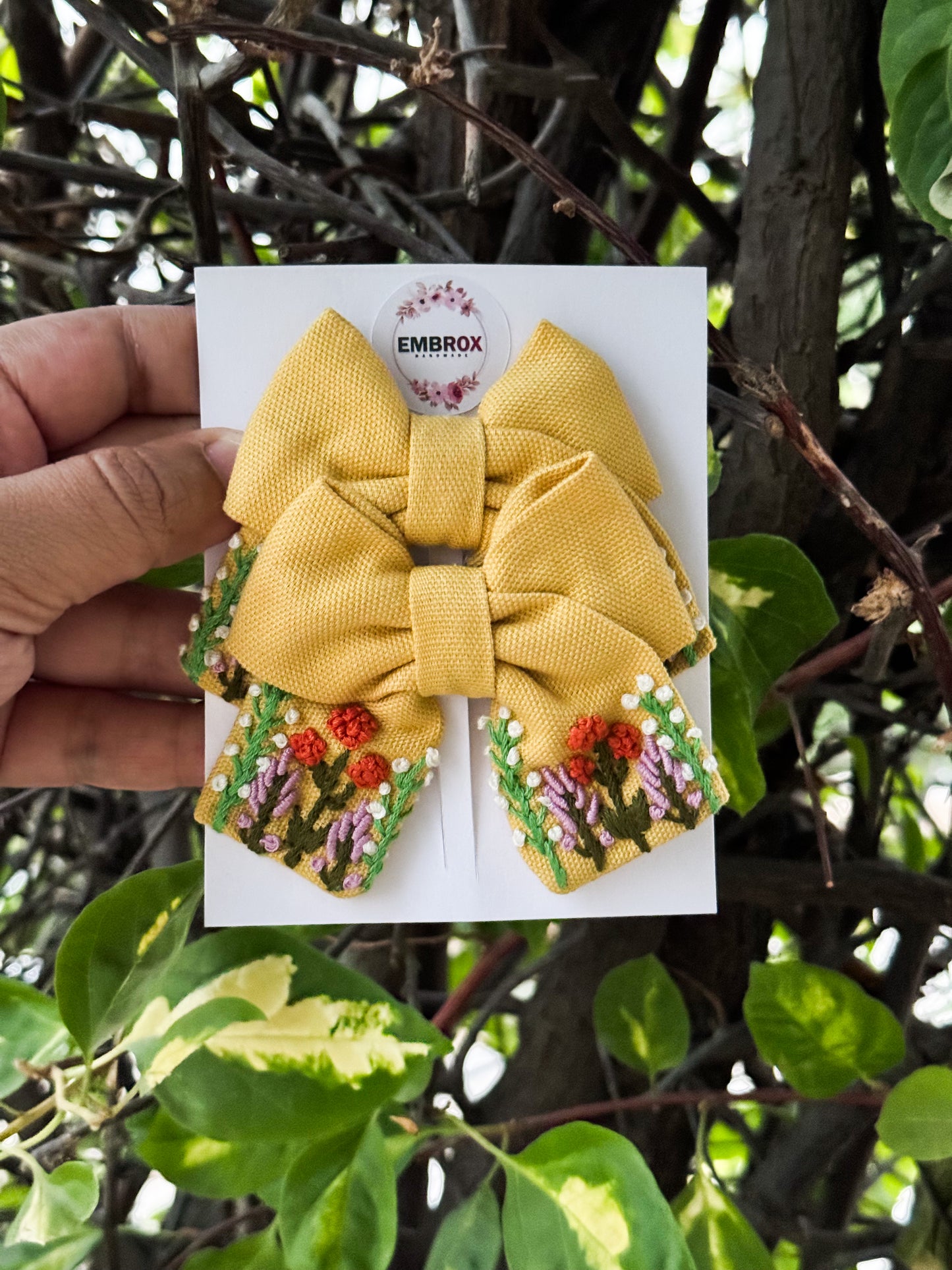 Larkspur & Marigold hair bow(pair)