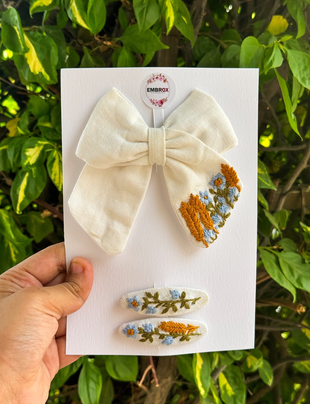 Wildflower Linen hair Bow and pins set