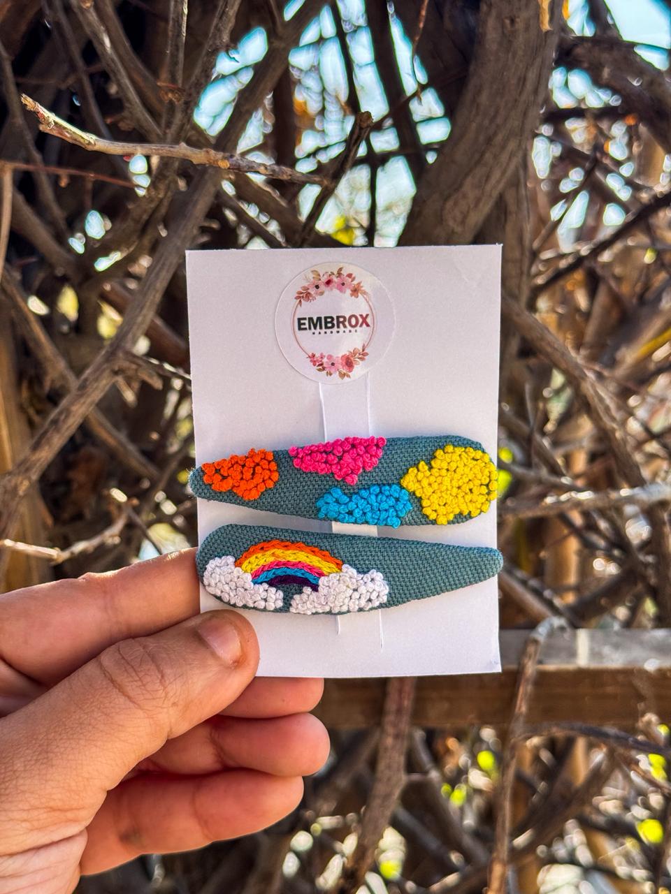 Rainbow Pop Embroidered Snap pins