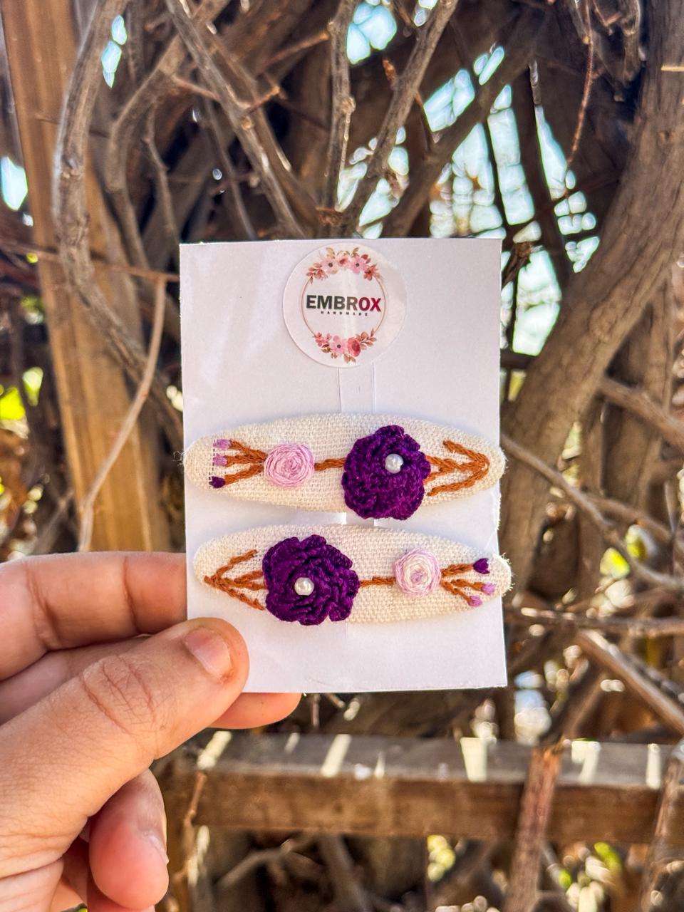 Royal Rose Embroidered Snap pins