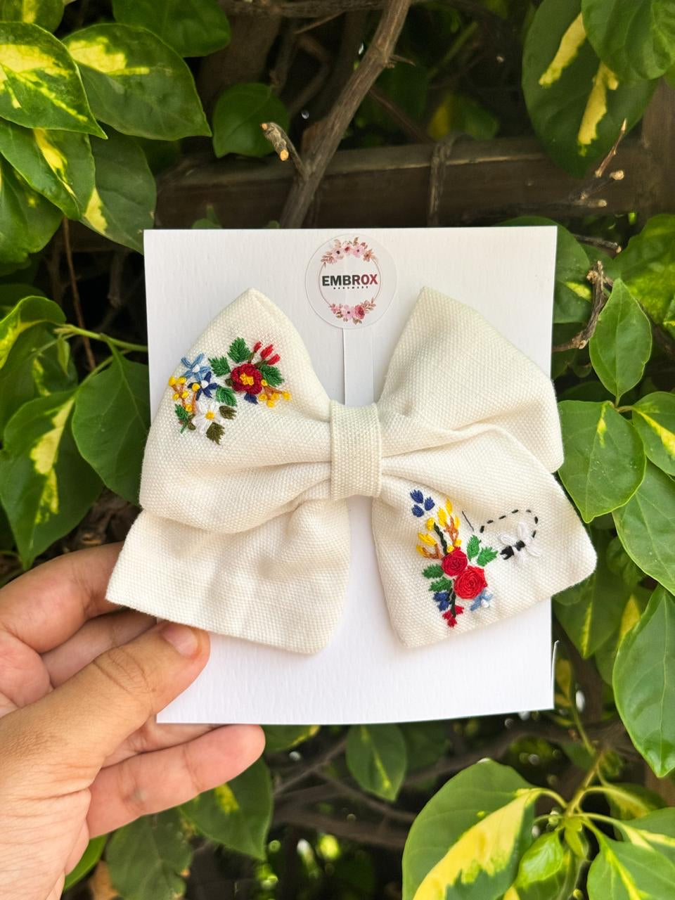 Blossom Grace Embroidered Bow 🌸