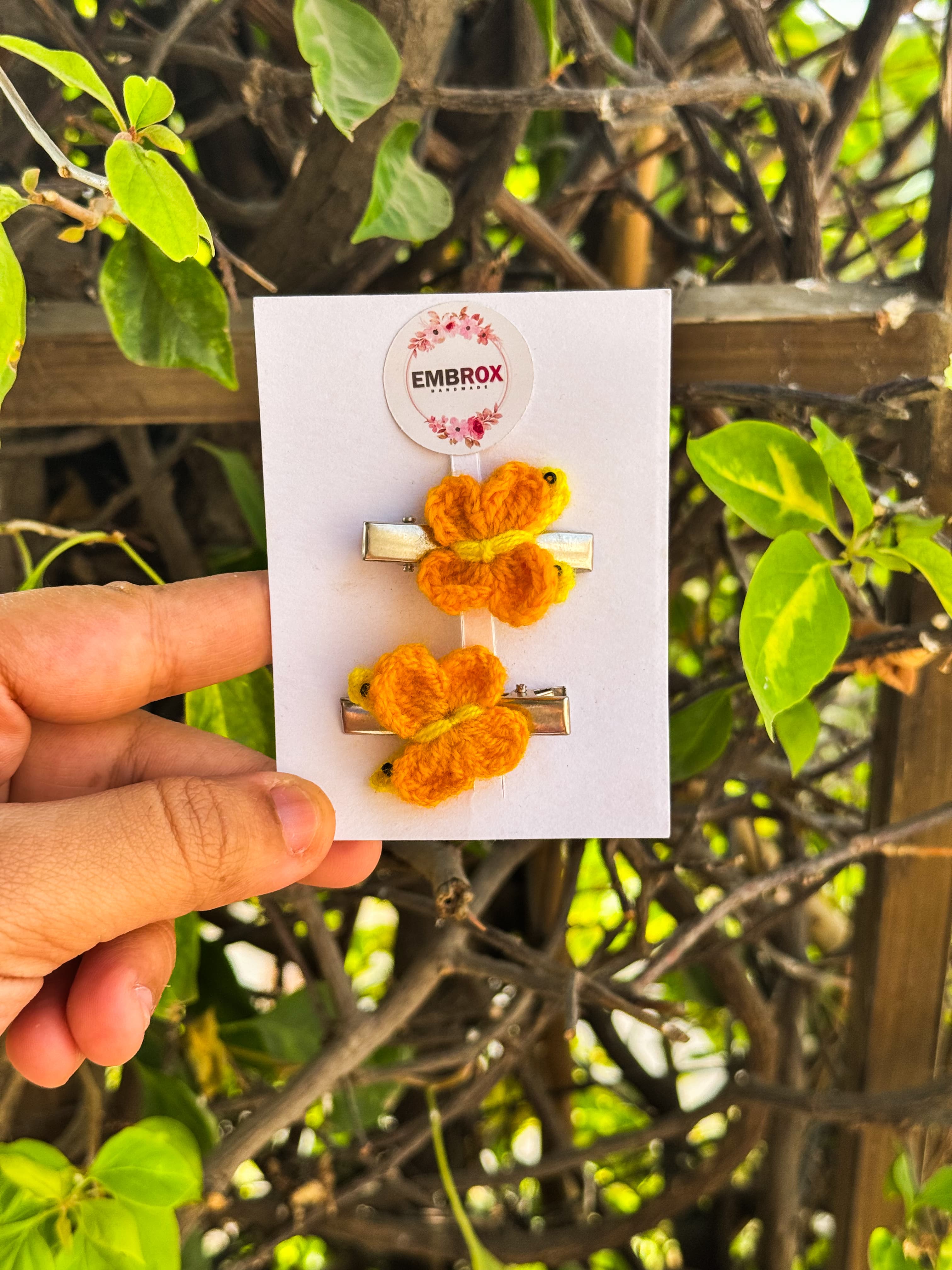 Sunny Butterfly Crochet Alligator Clips