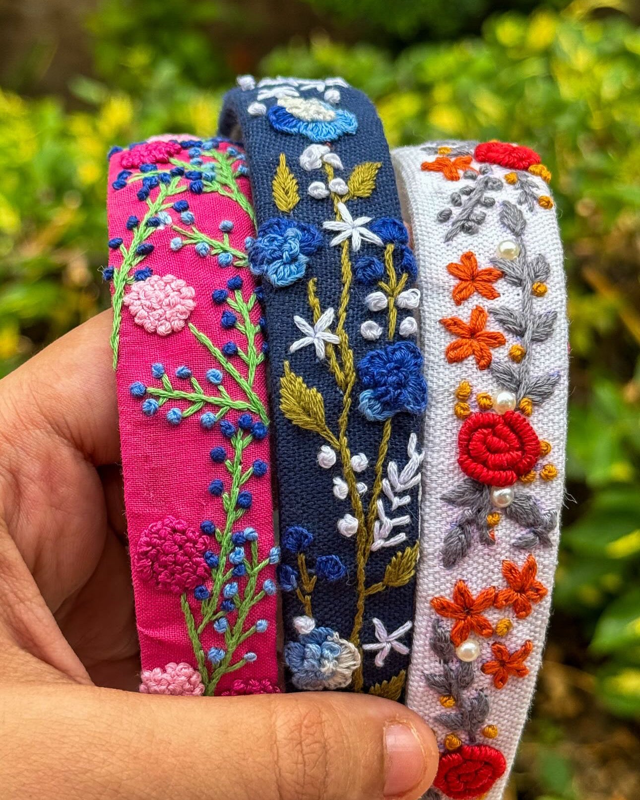 Exquisite Hand-Embroidered Floral Hair bands