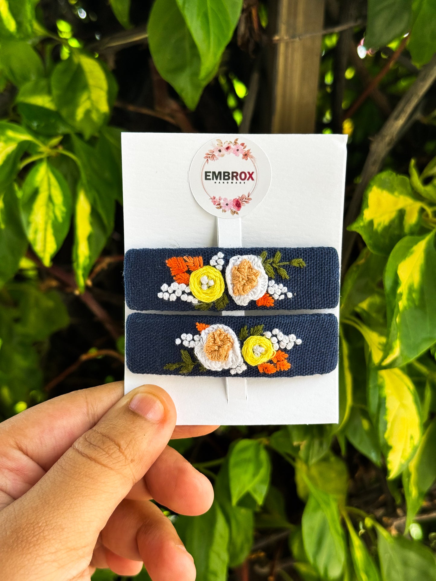 Midnight Bloom Embroidered Hair Pins” 🌿✨