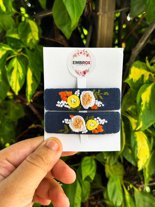 Midnight Bloom Embroidered Hair Pins” 🌿✨