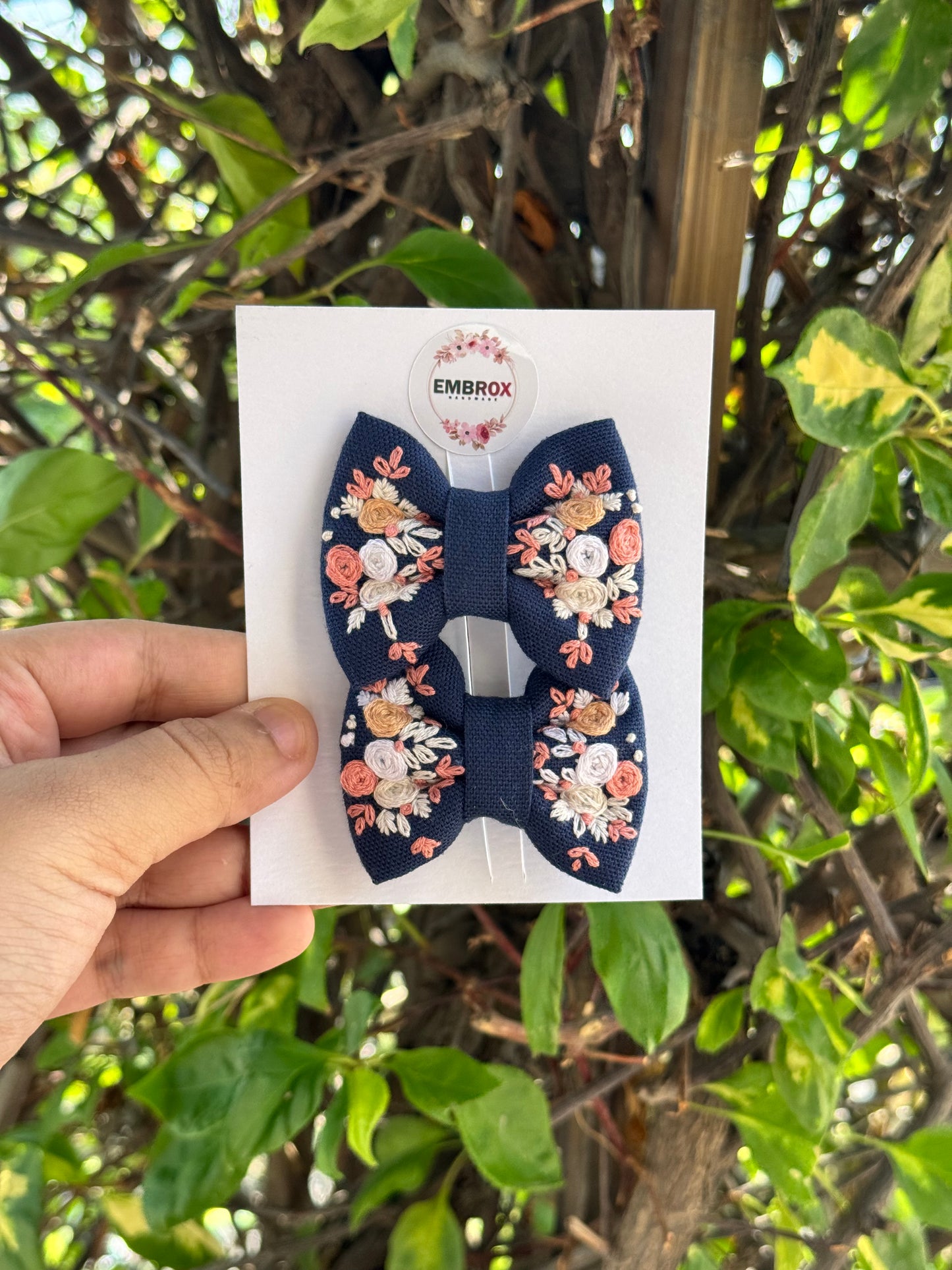 Midnight Garden" Embroidered Floral Hair Pin Set