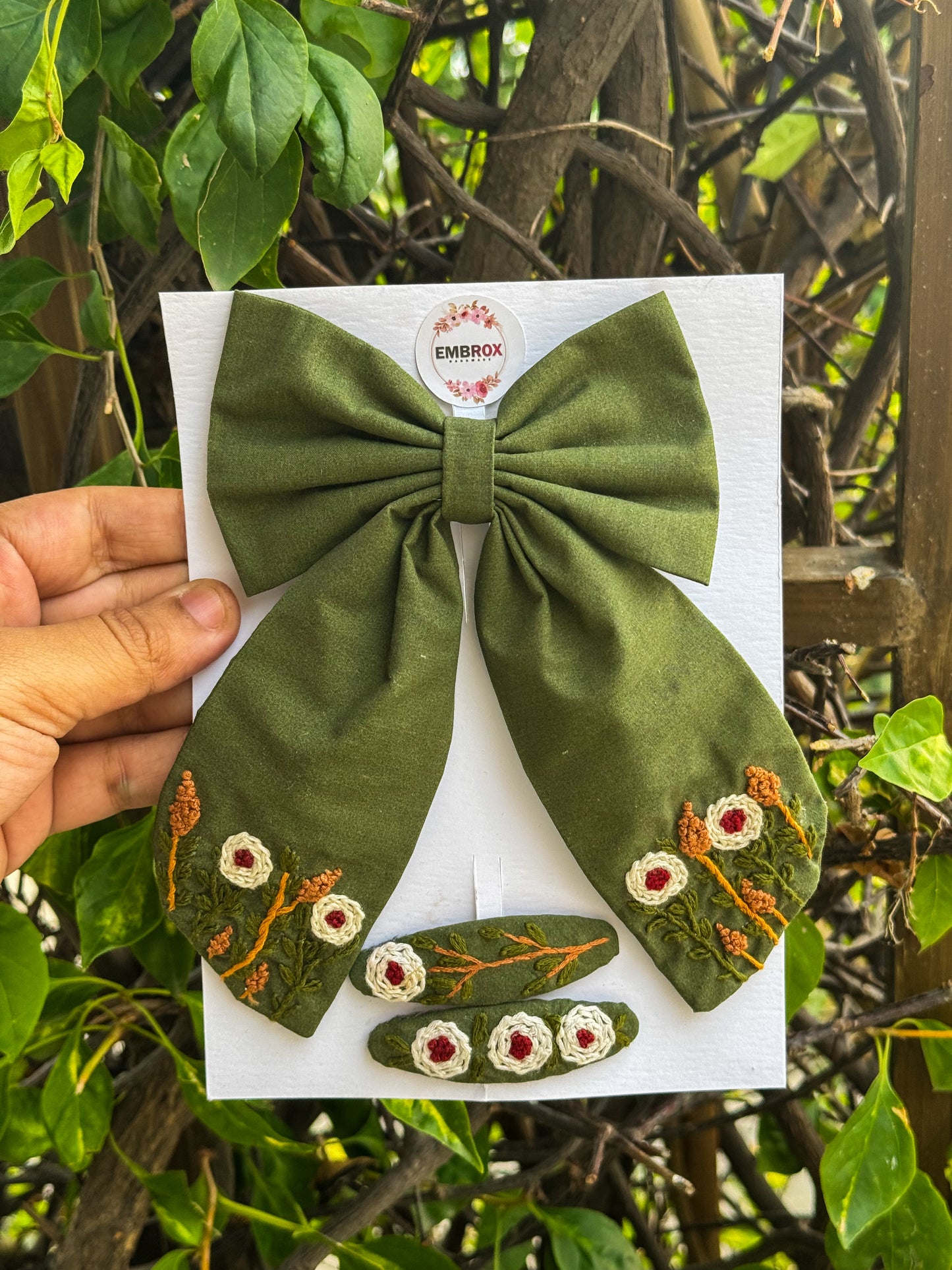 Rustic Petal" Hair Bow and pins Set