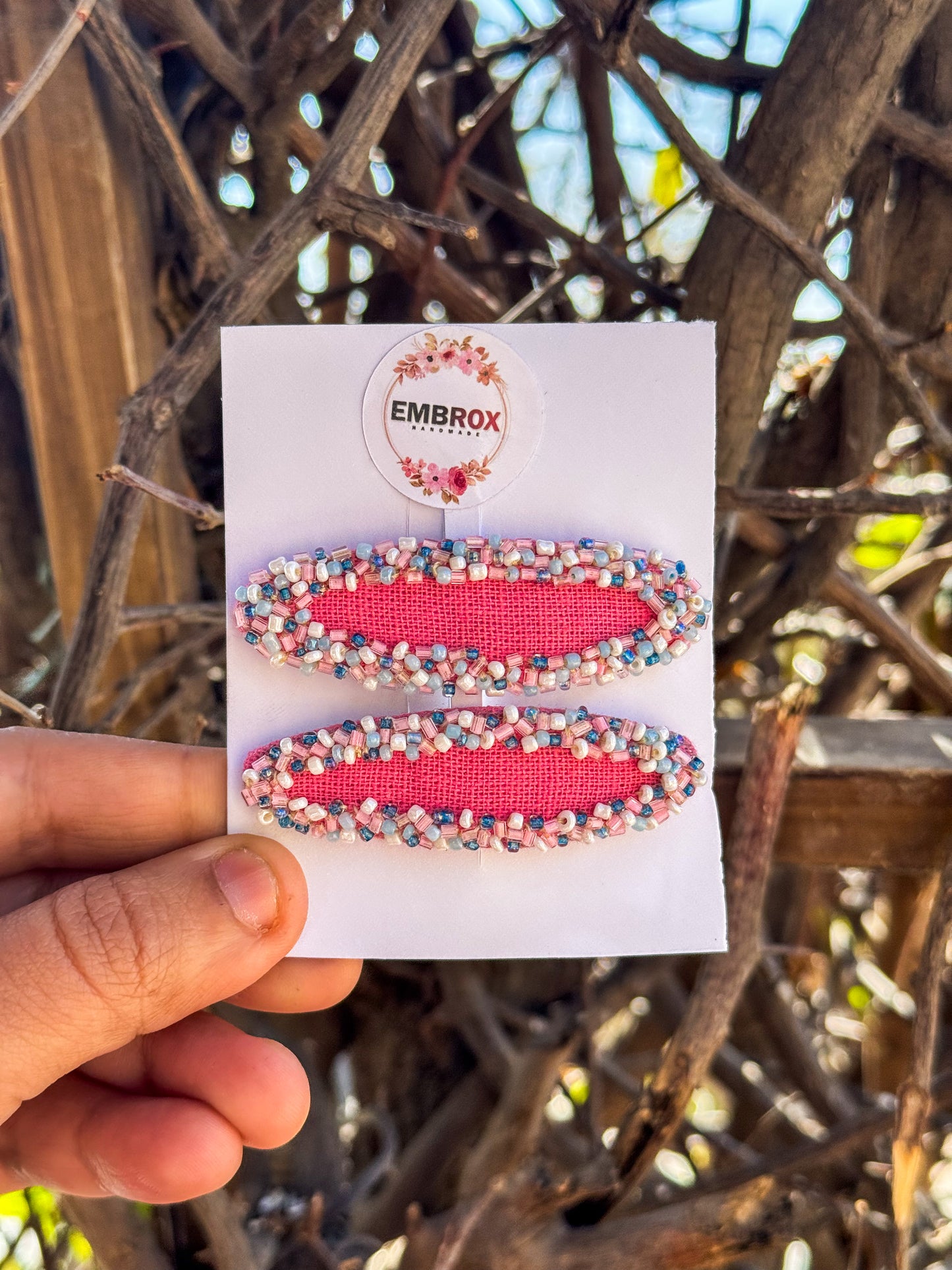 The "Pink Peony" Artisan Barrette hair pins