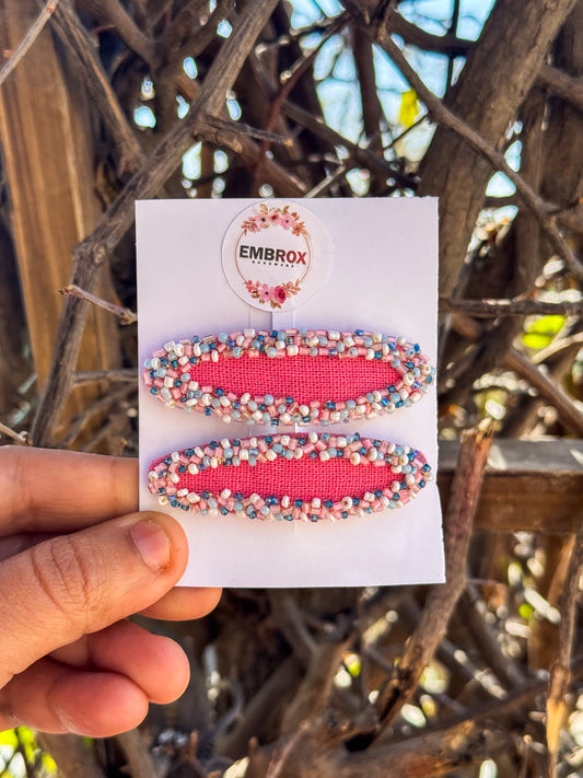 The "Pink Peony" Artisan Barrette hair pins