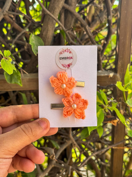Coral Bloom Hair Clips