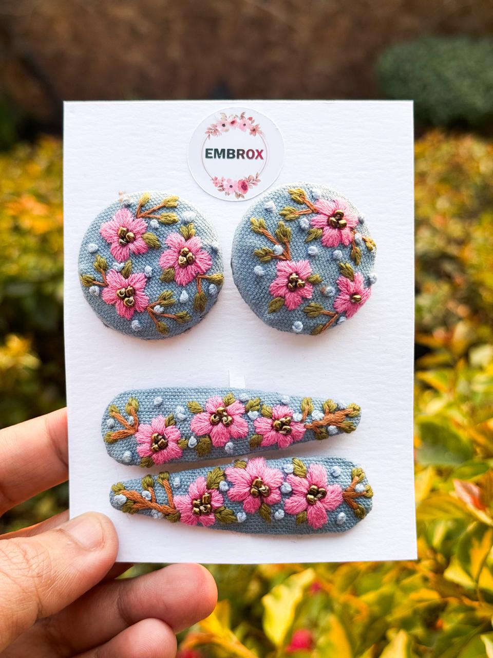 The 'Petal-Dust' Hair tie & hair pinSet