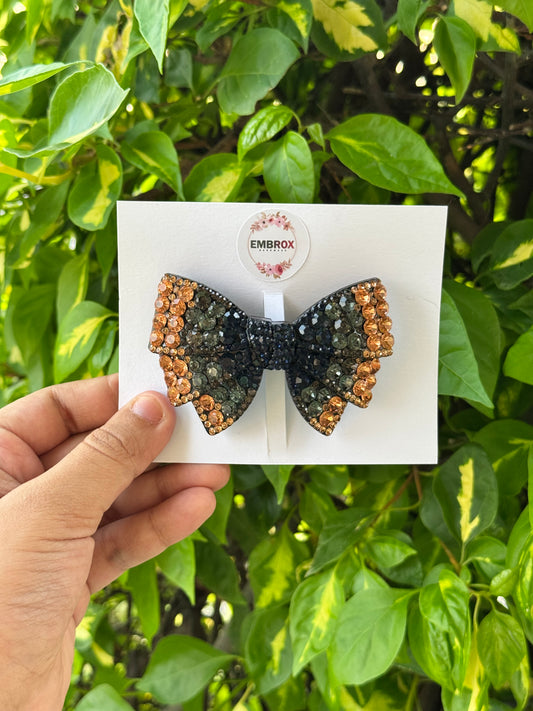 The "Emberwing" Jeweled Hair Bow Clip