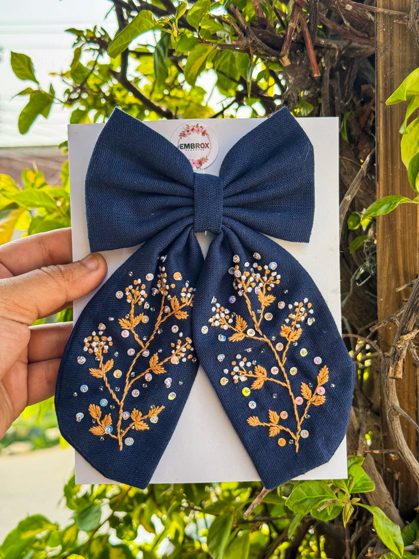 The Gilded Navy Heirloom hair bow