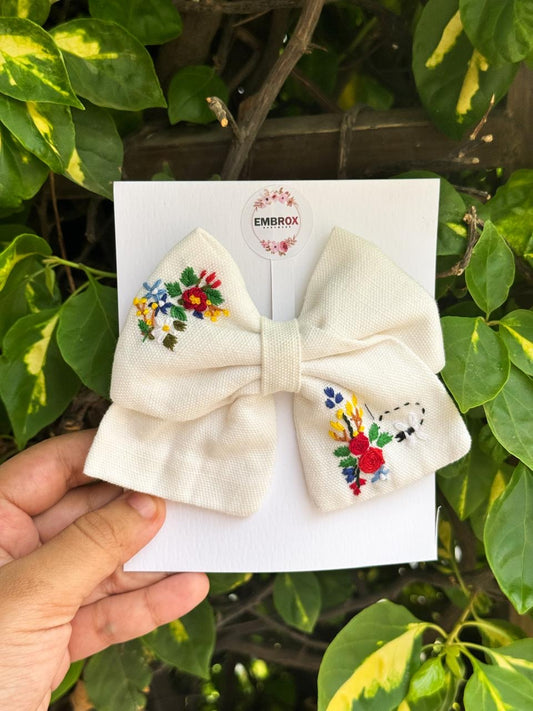 Blossom Grace Embroidered Bow 🌸