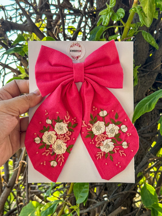 Vintage Rose Embroidery Bow