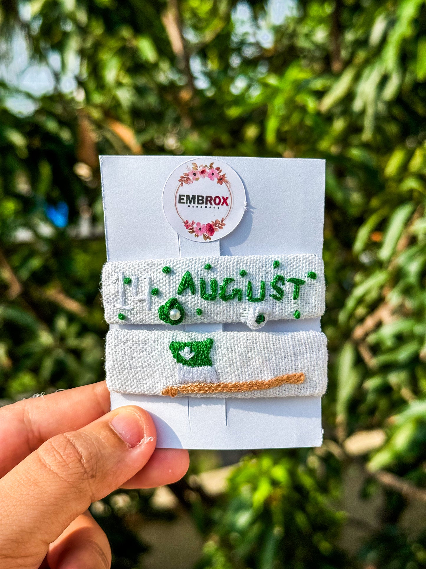 14 August Independence Day Embroidered Hair pins