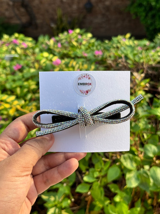 The "Starlight Bow" Crystal Hair Clip