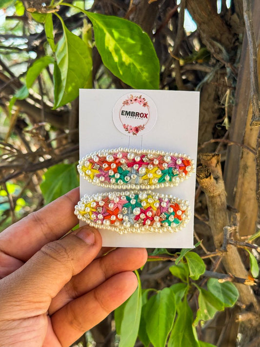 Rainbow Pearl Blossom Hair pins